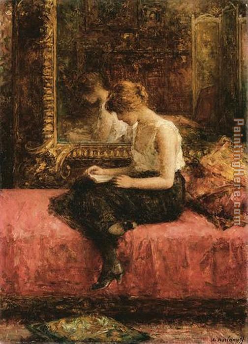 Literary Pursuits of a Young Lady painting - Alexei Alexeivich Harlamoff Literary Pursuits of a Young Lady art painting